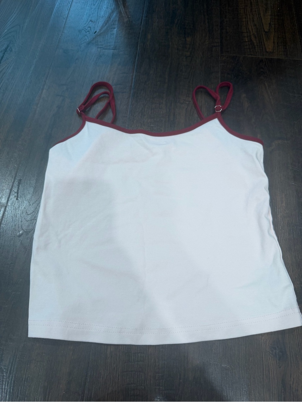 Edikted White Cami with Burgundy Trim